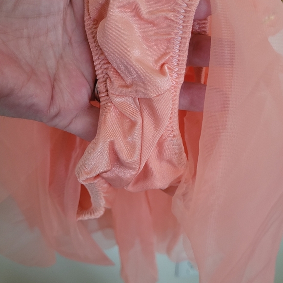 Couture Pageant Gold Peach Sequined Lace Dance Dress Size Medium Girls - Picture 9 of 11